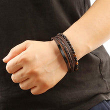 Tiger Eye Bracelet for Men – Multi-Layer Leather & Bead Bracelet – Boho Men's Jewelry