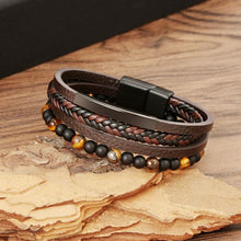 Tiger Eye Bracelet for Men – Multi-Layer Leather & Bead Bracelet – Boho Men's Jewelry