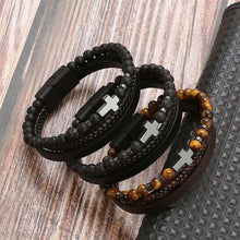 Tiger Eye Bracelet for Men – Multi-Layer Leather & Bead Bracelet – Boho Men's Jewelry