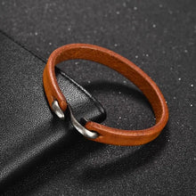 Men’s Genuine Leather Bracelet | Retro Cuff with Hooks | Unisex Wristband