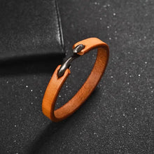 Men’s Genuine Leather Bracelet | Retro Cuff with Hooks | Unisex Wristband