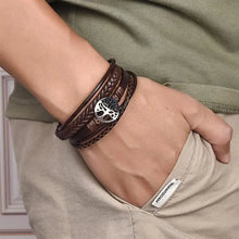 Tree Charm Leather Bracelet for Men – Tree of Life Black Bracelet | Stainless Steel Magnetic Clasp | Perfect Men's Gift