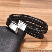 Tree Charm Leather Bracelet for Men – Tree of Life Black Bracelet | Stainless Steel Magnetic Clasp | Perfect Men's Gift