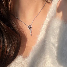 Valentine Necklace 925, 0.56ctw D Moissanite Rose Gold Necklace, Rose Flower Heart, Special Gifts for Girlfriend, Fine Jewelry