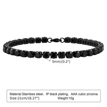 Classic 5mm Tennis Chain Bracelets for Men Women | Black Stainless Steel Bracelet