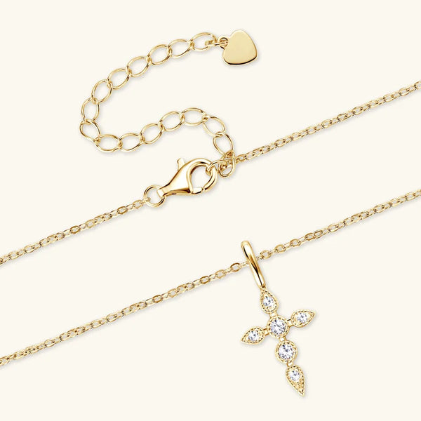 Moissanite Cross Pendant Necklace | 925 Silver | D Color Jewelry Gift