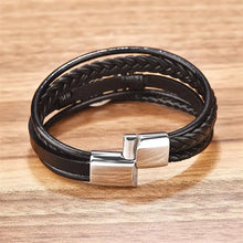 Tree Charm Leather Bracelet for Men – Tree of Life Black Bracelet | Stainless Steel Magnetic Clasp | Perfect Men's Gift