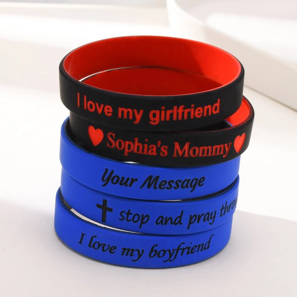 Personalized Name Bracelet for Men & Women | Waterproof Silicone Rubber Wristband | Custom Gift for Him