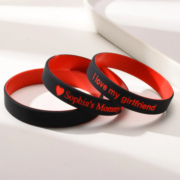 Personalized Name Bracelet for Men & Women | Waterproof Silicone Rubber Wristband | Custom Gift for Him