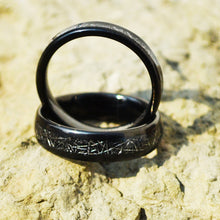 Classic Black Meteorite Ring - 6, 4 mm Couples Matching Rings - Imitated Meteorite Carbon Fiber Inlay - Wedding Ring Set - Gift For Couples