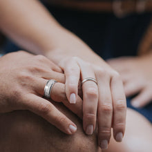 Classic Silver Meteorite Ring - 6, 4 mm Couples Matching Rings - Imitated Meteorite Carbon Fiber Inlay - Wedding Ring Set - Gift For Couples