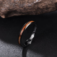 Classic 4mm Tungsten Carbide Ring with Hawaiian Koa Wood - Anti-allergic Wedding Band for Women, Mens Engagement Ring - Custom Engraved Ring