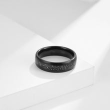 Classic Black Meteorite Ring - 6, 4 mm Couples Matching Rings - Imitated Meteorite Carbon Fiber Inlay - Wedding Ring Set - Gift For Couples