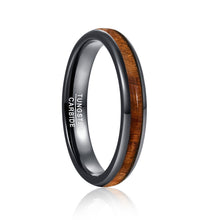 Classic 4mm Tungsten Carbide Ring with Hawaiian Koa Wood - Anti-allergic Wedding Band for Women, Mens Engagement Ring - Custom Engraved Ring