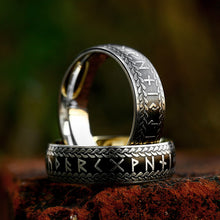 Retro Nordic Viking Rune Ring Set for Men and Women | Engraved Norse Rune Couples Matching Rings | Boho Pagan Jewelry