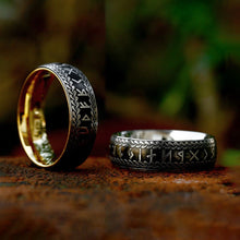 Retro Nordic Viking Rune Ring Set for Men and Women | Engraved Norse Rune Couples Matching Rings | Boho Pagan Jewelry