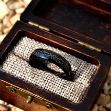 Classic Black Meteorite Ring - 6, 4 mm Couples Matching Rings - Imitated Meteorite Carbon Fiber Inlay - Wedding Ring Set - Gift For Couples