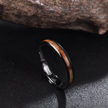 Classic 4mm Tungsten Carbide Ring with Hawaiian Koa Wood - Anti-allergic Wedding Band for Women, Mens Engagement Ring - Custom Engraved Ring